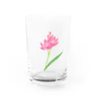 小さな星の庭のピンクのお花 Water Glass :front