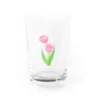 小さな星の庭のピンクのチューリップ Water Glass :front