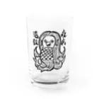 illust_designs_labの疫病退散 妖怪アマビエの画 手描き 白黒 Water Glass :front