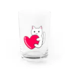 桃星雲 〜小桜みみなのお店〜のハートにつかまる猫 Water Glass :front