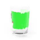 凸凹ショップのひまのかたまり ひま太郎グラス「きょうはぬりぬりしましゅ」グリーン グラス前面