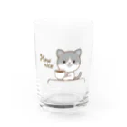 little lion house公式ショップ（大人のためのねこ）の黒白猫のシンプルモノトーン グラス前面