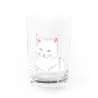 小鳥と映画館の白くて大きな猫 Water Glass :front