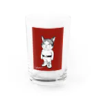 ニャジロウショップSUZURI店のガタゴロウ画伯ニャジロウ　秋色 Water Glass :front