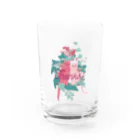 花と猫　オリジナルショップのpink cat Water Glass :front