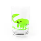 恐竜と宇宙大好き5才のショップのパラサウロロフスがアロサウスをたべた Water Glass :front