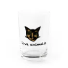 ラヴアニマルズのねこのぽーちゃん　動物救済プロジェクト Water Glass :front