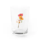 鳥谷丁子のお花にくっつくお嬢さん Water Glass :front