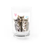 saraの猫 仲良し3兄弟 ラブリーver. Water Glass :front