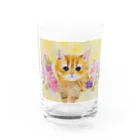 kauri tree の花と子猫 Water Glass :front