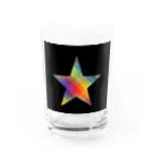 綺麗何学模様の虹×スター×虹（ブラック） Water Glass :front