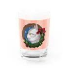 野田　尚花のクリスマスリースと猫　ピンク グラス前面