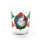 野田　尚花のクリスマスリースと猫　アーガイル柄 Water Glass :front