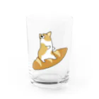 5corgisの颯爽とパンを乗りこなすコーギー Water Glass :front