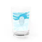 らくがき堂の幸福の白いフクロウ Water Glass :front