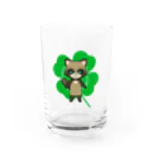 猫の隠れ家の四つ葉印の化け狸ちゃん Water Glass :front