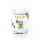 いーの！だめの?suzuri支店のリーゼント燃えてるよ レトロ花柄ver.  Water Glass :front