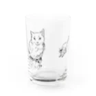 かえるはるきのこ（RURUKO)のネコとミミズク グラス前面