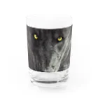 アラスカ野生動物画家きむらけいのBLACK WOLF Water Glass :front
