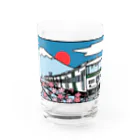 やすこーん（YASCORN）鉄道の鉄道：「踊り子」18５系と富士山、桜　イラスト グラス前面