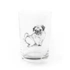 パグ画像あかうんとのおすわりフォーンパグちゃん　 Water Glass :front