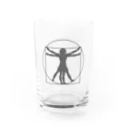 puikkoのダ・ヴィンチ　ウィトルウィウス的人体図（グレー） Water Glass :front