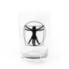 puikkoのダ・ヴィンチ　ウィトルウィウス的人体図（黒） Water Glass :front