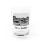 ヴィンテージ鉄道写真グッズの店のヴィンテージ写真　戦前の東京駅 （モノクロフォト） Water Glass :front