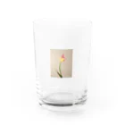 花の文具屋さんのpink/yellow tulip  Water Glass :front