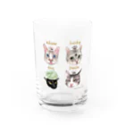 なにぬ猫-YAの＜うちの子＋にくきゅう＊ポートレート＞KHAW & DAOW＆BEA＆LUCKY Water Glass :front