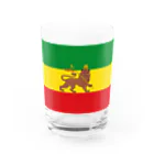 DRIPPEDのRASTAFARI LION FLAG-エチオピア帝国の国旗- Tシャツ Water Glass :front