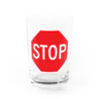 DRIPPEDのSTOP-ストップ アメリカの一時停止標識ロゴ グラス前面