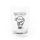 天明幸子　SUZURI  オフィシャルショップの『しあわせはあたたかい子犬』黒×白 Water Glass :front