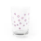menmiの丸・三角・四角の氷のようなものたち　ピンク Water Glass :front