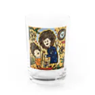 野良猫のパーマ親子 Water Glass :front