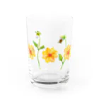 HosoMitsu-painterの黄色いダリア Water Glass :front