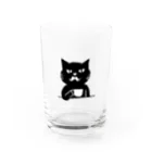 Blanc.P(ぶらんぴー)の店の喫茶・髭猫ロゴ② Water Glass :front