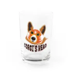 SantaClodaのコーギーズヘッドのコーギーマスクロゴ Water Glass :front