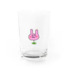 寝れない屋さんの満開のうさぎ Water Glass :front