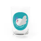 文鳥屋さんの1型糖尿病文鳥デザインロゴマーク Ver.グリーン Water Glass :front