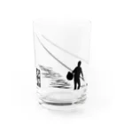 すぎん家の釣り人シルエット【鮎師】 Water Glass :front