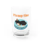 Teal Blue Coffeeのお昼寝の時間　-puppy teal- Water Glass :front