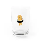 SUIMINグッズのお店の太巻きを自らに巻きつけて運ぶねこ Water Glass :front