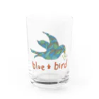 モコモコミュージアムのblue bird Water Glass :front