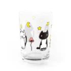 星月猫　徳島洋子の星空猫４匹 三日月の夜 Water Glass :front