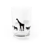 あおぞらのアニマルズ_BLACK Water Glass :front