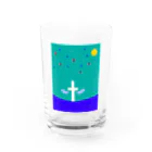 ひがしぐもの夜の海と十字架 Water Glass :front