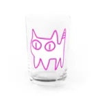 きょうは、なにをきようか。のねこですから。ピンク Water Glass :front