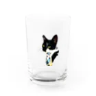 フミノコsuzuri祭のはたらく黒白猫 Water Glass :front