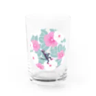 夕暮虫のニチニチソウスリッパネコ(お好み背景色) Water Glass :front